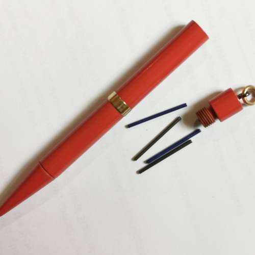 古董地球牌機械鉛筆 ~ Waterman Coral Red Hard Rubber Ring Top Mechanical Pencil