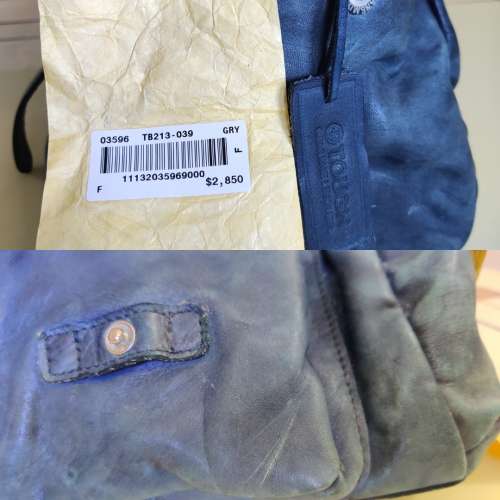 ““ 全新 ”” TOUGH Jeansmith 深藍洗水色全真皮袋