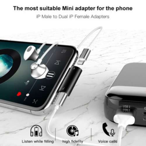 Baseus Dual Lightning Converter - Lightning to Audio Jack & Charger Extender