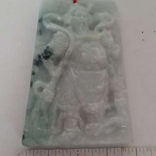 翡翠A玉關公擺件約3x2吋，好工圓滑好水頭亦可作吊件用。no.B8.3.24