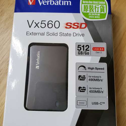 全新Verbatim Vx560 External SSD 512GB