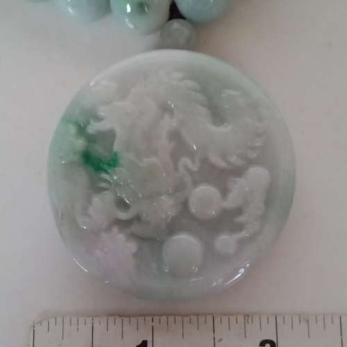 翡翠A玉白底青龍牌吊墜50x9mm 配上14mm24寸A玉頸鏈，圓滑好水頭。no.B8.3.24.