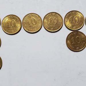 香港女皇頭一毫子硬幣 (小) HK 10 cents coins 新淨, 有車輪轉光 (總共 22 個)