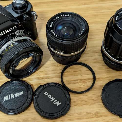 Nikon fm + ai 50mm 1.4 + ais 28mm 2.8 + (ai mount) NIKKOR-P.C Auto 105mm 2.5