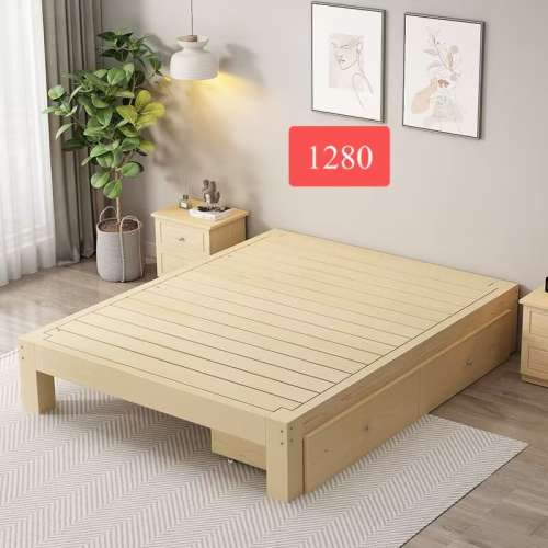 各種款式嘅實木床