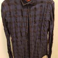 90%New新Zara Mens Shirt Blue Black Color 藍黑色格仔修身涼快恤衫