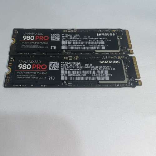 Samsung 980Pro 2TB Nvme ssd 「兩條」行貨 保用至2026年8月