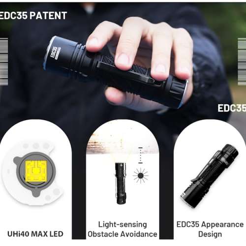 Nitecore EDC35 Tactical LED Flashlight 5000 lumens. 6000 mAh. USB-C直接充電