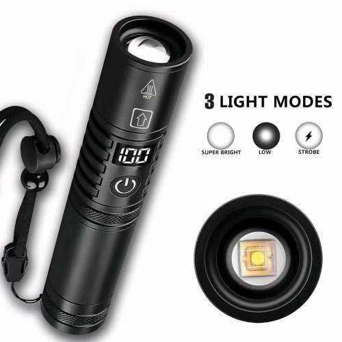 白激光手電筒 數碼顯示屏. 1500流明 USB-C直接充電  Flashlight 🔦 Torch.