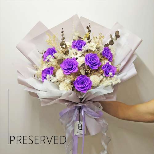 [QuadrupleFlower] 💐❤️✨ 典雅.VIII | 深紫色 玫瑰永生花束 Preserved Flower R...