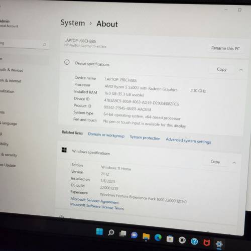 新淨 Hp laptop 15.6吋 (R5-5500U, 16GB+512GB SSD) WiFi 6 Office 2016