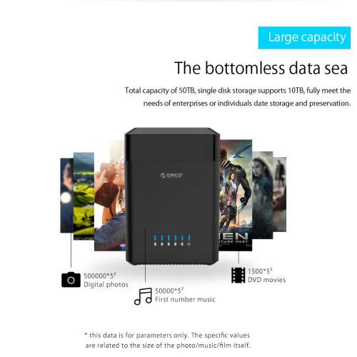 ORICO 5 BAYS 3.5 HARDDISK BOX (USB-3.0) 4位硬碟盒 (不包硬碟)