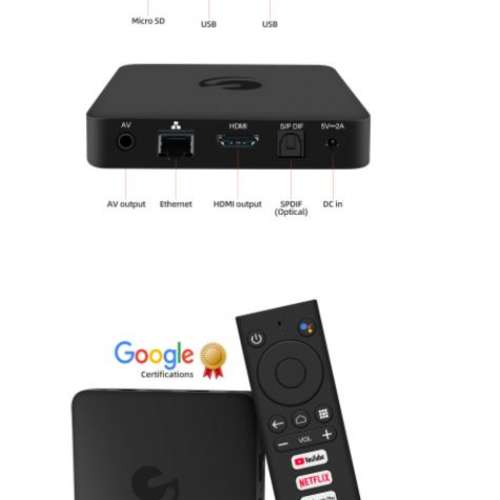 谷歌認証語音機頂盒EMATIC安卓9.0智能播放器Netflix認証 4K雙頻機頂盒