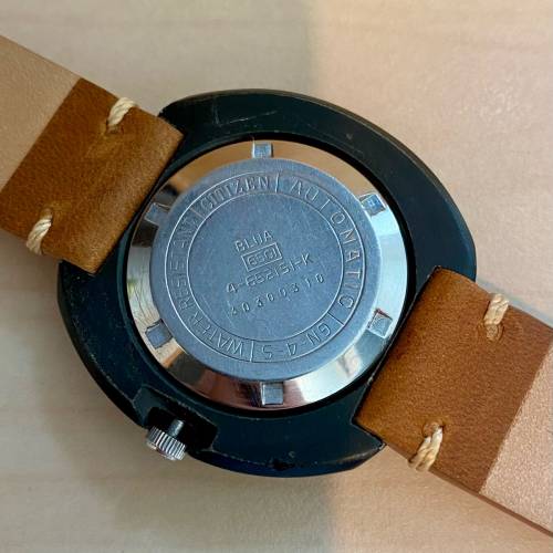 古董1973年星晨自動手錶Citizen BLUA 6501, 深啡色瑪瑙 石質外殼虎眼石錶面