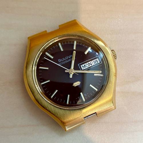 1970年代寶路華音叉Bulova Accutron 包金手錶原裝錶帶