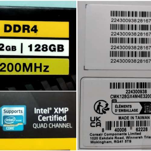 全新Corsair Vengeance LPX DDR4 3200MHz CL16 32GB x 4 (128GB) kit