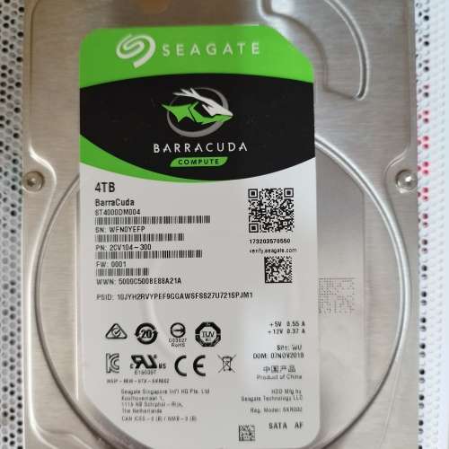 100%正常 SEAGATE 4TB HDD 硬碟 SATA 7200RPM