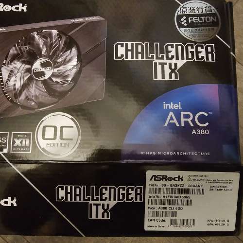 Asrock Intel Arc A380 CLI 6GB 行貨