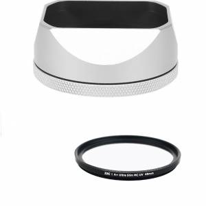 LH-X54W Hood With JJC A+ Ultra Slim Multi-Coated UV Filter - 49mm 銀色遮光罩連...