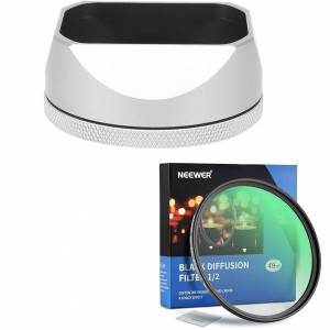 Haoge LH-X54W Square Metal Lens Hood With NEEWER Black Diffusion 1/2 Filter