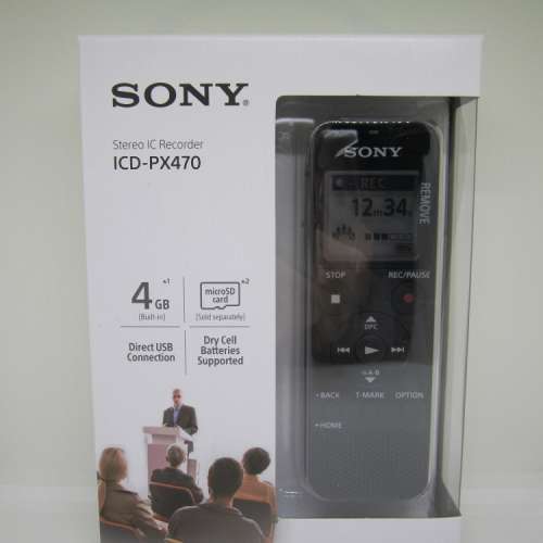 全新平行進口貨  SONY ICD-PX470 IC Recorder 內置 USB 數碼錄音機 內置記憶體 4GB