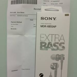 Sony原廠3.5mm有線耳機 *型號:MDR-XB55AP *灰色 *99%新(*有正式單,2024年2月19日在...