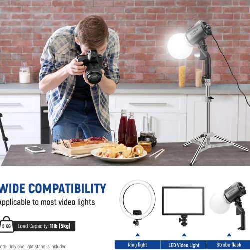 NEEWER 20"/50cm Photography Light Stand, Adjustable Stainless Steel Table Tripod