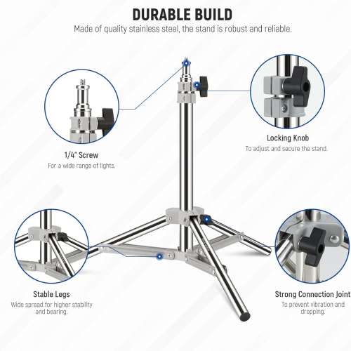 NEEWER 80cm Photography Light Stand, Adjustable Stainless Steel Table ...