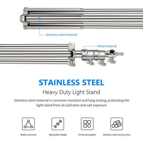 NEEWER Upgraded 200cm Light Stand Stainless Steel Spring 不鏽鋼燈架 (ST-200SS)