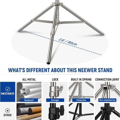 NEEWER 220cm Light Stand Stainless Steel Spring Loaded  不鏽鋼燈架 (ST-220SS)