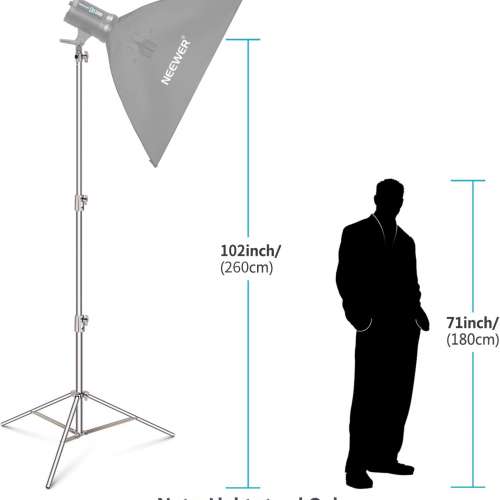 NEEWER 280cm Light Stand Stainless Steel Spring Loaded 不鏽鋼重型燈架