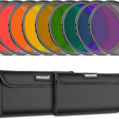 Neewer 9-Pack Full Color Lens Filter Kit (49mm - 82mm)