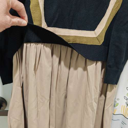 包順豐🎁全新韓國針織加斜布連身裙