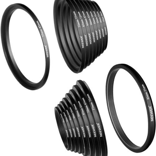 NEEWER 18 Pieces Metal Camera Lens Filter Adapter Ring Kit 濾鏡接環套裝