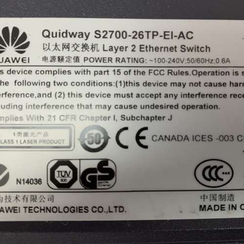 switch HUAWEI S2700-26TP-EI-AC 華為交換機 100%work 有幾部