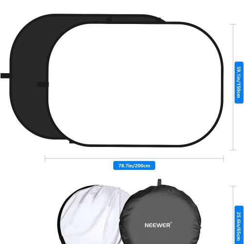 NEEWER 1.5 x 2M 2-in-1 Collapsible Backdrop (Black&White) 可折疊黑白色雙面背景板
