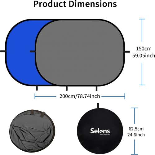 NEEWER 1.5 x 2M 2-in-1 Collapsible Backdrop (Blue&Grey) 可折疊藍灰色雙面背景板