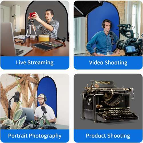 NEEWER 1.5 x 2M 2-in-1 Collapsible Backdrop (Blue&Grey) 可折疊藍灰色雙面背景板