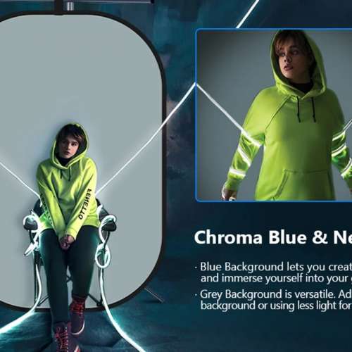 NEEWER 1.5 x 2M 2-in-1 Collapsible Backdrop (Blue&Grey) 可折疊藍灰色雙面背景板