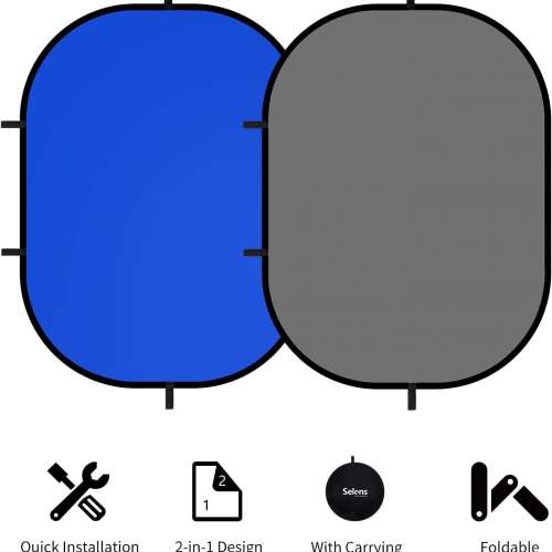NEEWER 1.5 x 2M 2-in-1 Collapsible Backdrop (Blue&Grey) 可折疊藍灰色雙面背景板
