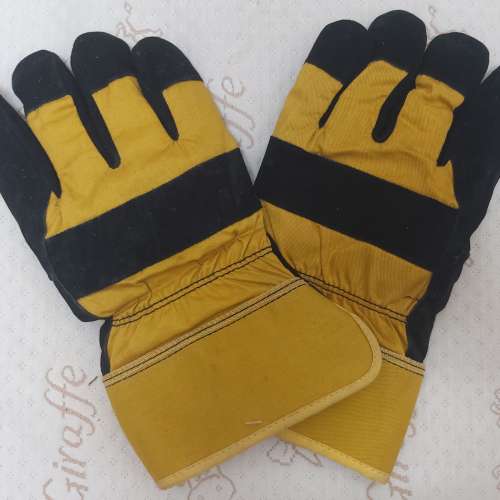 全新 深啡+黃色 / 淺啡+黃色 / 黑+黃色燒焊厚料手套各一對 勞工手套 建築手套 野營...