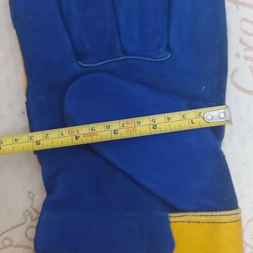 全新 藍+黃色燒焊手套一對 厚料燒焊手襪 勞工手套 建築手套 野營燒烤手套 耐磨 耐熱...