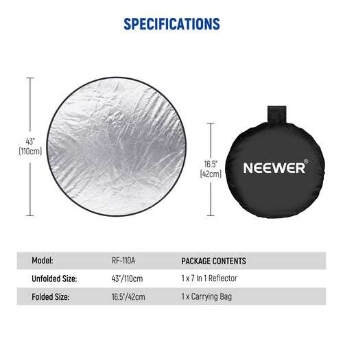 Neewer 7-in-1 Collapsible Light Reflector 七合一反光、柔光、金銀、黑白連退地藍...