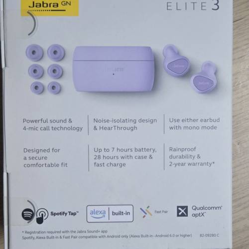 全新 有單有保養2年 Jabra Elite 3 True Wireless Earphone 真無線耳機 (丁香紫) $300