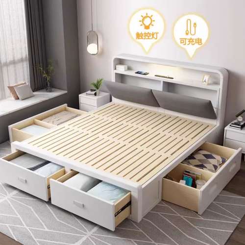 Double master bedroom storage box bed