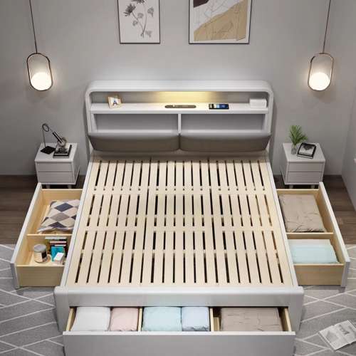 Double master bedroom storage box bed