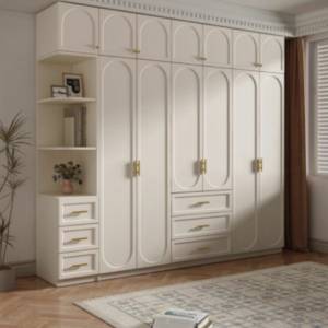French cream style solid wood cabinet wardrobe
