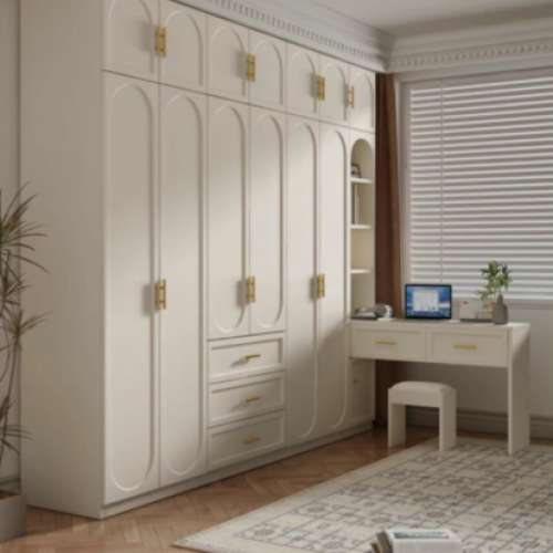 French cream style solid wood cabinet wardrobe