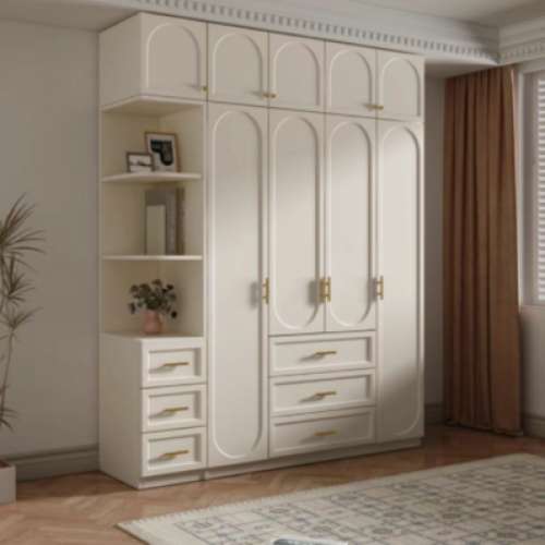 French cream style solid wood cabinet wardrobe
