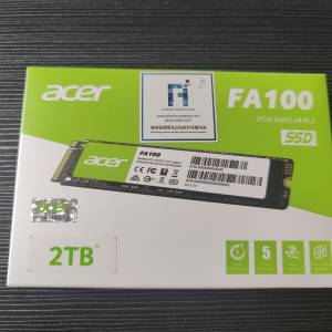 全新 Acer FA100 2TB SSD - M.2 2280 PCIe Gen3 x 4 NVMe M2